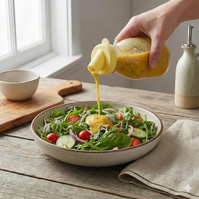 kitchentoolz 16oz Salad Dressing Shaker Bottle – Glass Bottle Salad Dressing Dispenser Container with Tamper-Proof Lid – 2 Pack