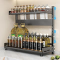 VORA Spice Organization for Cabinet, 2-Tier Metal Height-Adjustable Kitchen Countertop Spice Cabinet Organizers, Rust-Proof Kitchen Counter Shelf with Guardrail & Knife Block for Pantry
