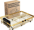 MAJALiS Gold Dish Drying Rack Over The Sink with Utensil Holder | Expandable Stainless Steel Dish Drainer for Small Kitchen, Apartment, RV, Counter Space Saving, Perfect Fit, Rustproof