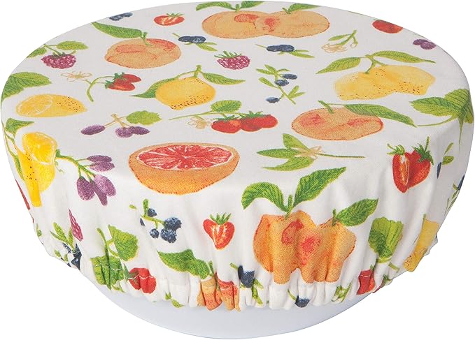 Now Designs Fruit Salad Save It Reusable Cotton Bowl Covers 7.5 and 9.25 inch, Set of 2