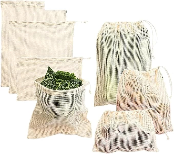 Mesh Produce Bags Reusable Produce Bags Set Eco Bag Cotton Mesh Vegetable For Fruit Storage Shopping(5S 5M 5L)