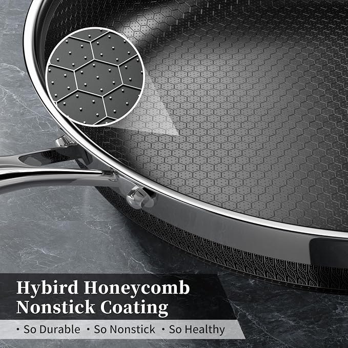 Innerwell Tri-Ply Stainless Steel Non stick Frying Pans Set | Ceramic physical nonstick， PFAS/PFOA/PTFE free, Compatible with All Cooktops, durable for daily cooking