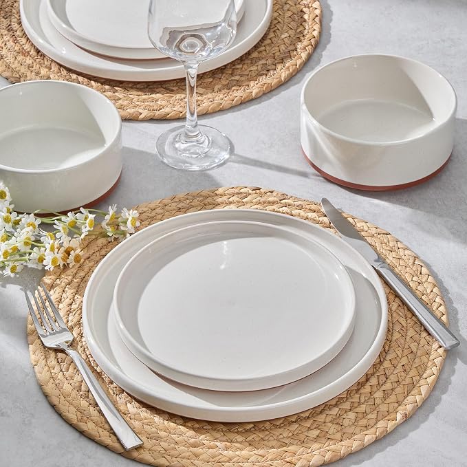LIANYU 24 Pieces Porcelain Dinnerware Sets, Premium Plates and Bowls Set, High-Fired Ceramic Dishes Set for 8, Chip & Scratch Resistant, Microwave Dishwasher Safe, White