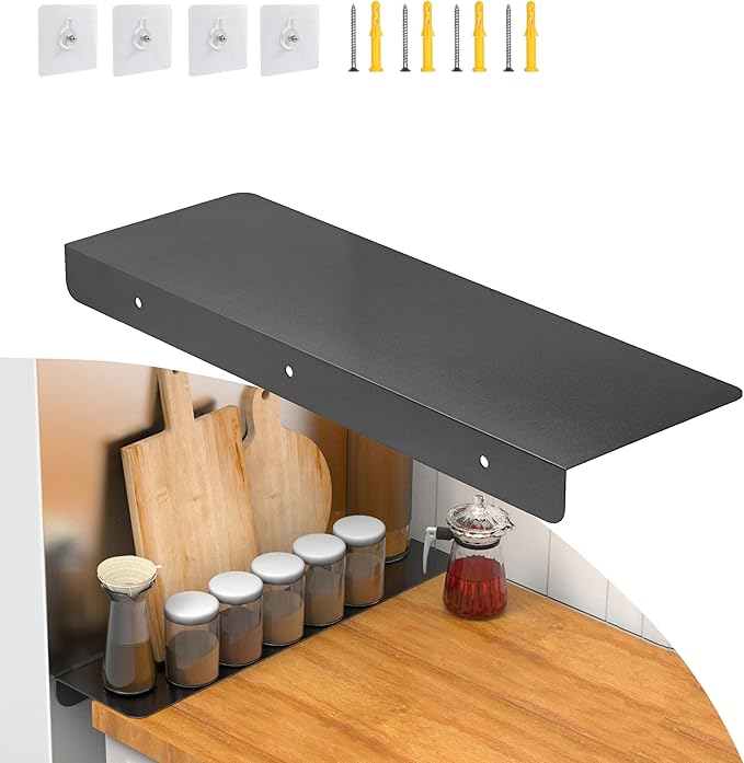 Metal Kitchen Refrigerator Gap Partition Countertop Gap Extension Board, Refrigerator Side Partition, Gap Covers Between Countertop And Walls, No Drill (Black, 23.6 * 5.9inch)