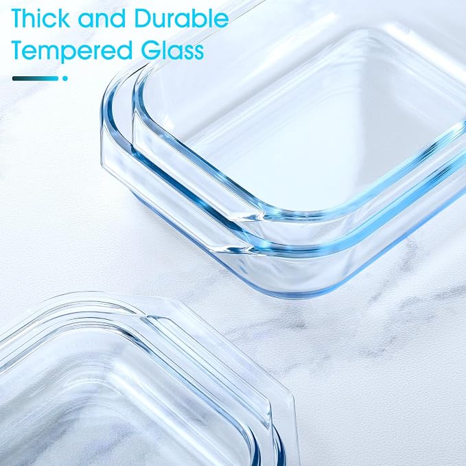 NUTRIUPS 1.4QT Small Glass Casserole Dish With Lid, 8.5×6.1in Rectangular Casserole Dish for Oven
