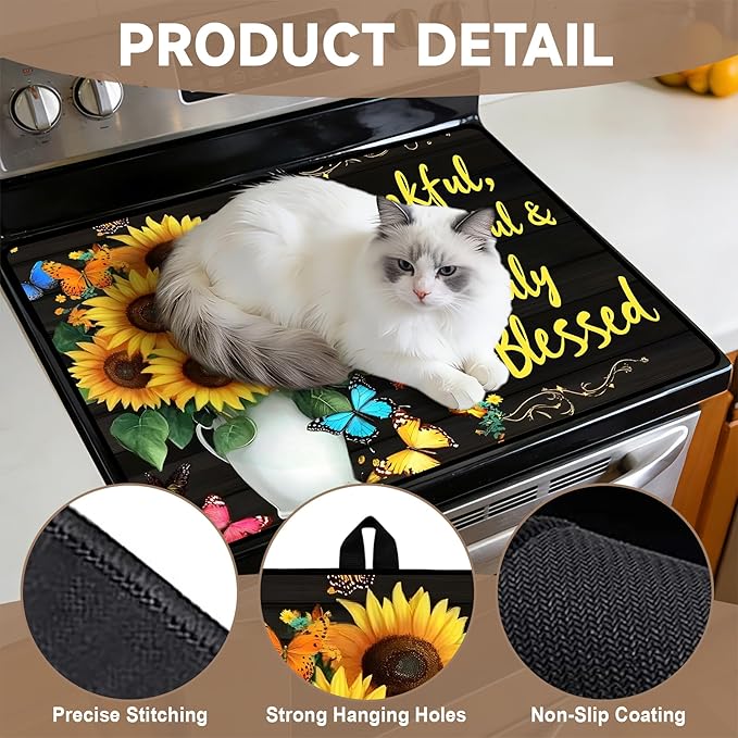 Stove Top Covers for Electric Stove: Heat Resistant Protector Glass Stove Top Expands Counter Space, Stylish Kitchen Decor (G254876)