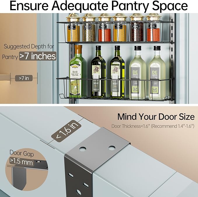 Delamu 2 Sets 3-Tier Bathroom Organizer and Adjustable 6-Tier Metal Over the Door Pantry Organizer