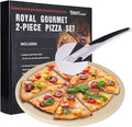 Royal Gourmet KSF1305 2 Piece Pizza Stone Set for Grill and Oven, 13 Inch Round Pizza Stone and Pizza Wheel Cutter, Baking Accessories