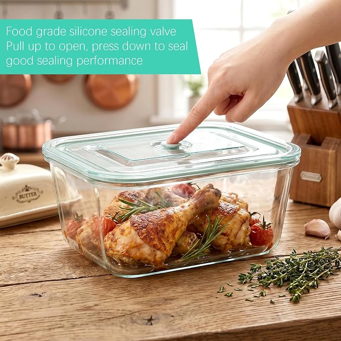 Blushtier 2 Pack 103 Oz/3000ml Extra Large Borosilicate Glass Food Containers with Airtight Lid, Baking Meal Prep Container Leakproof Glass Food Storage for Family Microwave Safe
