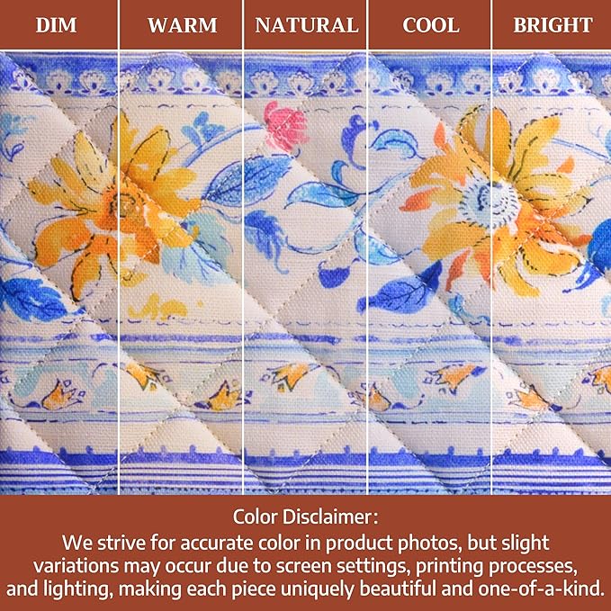 Maison d' Hermine 100% Cotton Oven Mitt & Pot Holder Set (7.5"x13" & 8"x8") Heat Resistant BBQ Cooking Gloves with Loop Baking Grilling Kitchen Gifts for Mothers Day Spring/Summer (Girassol)