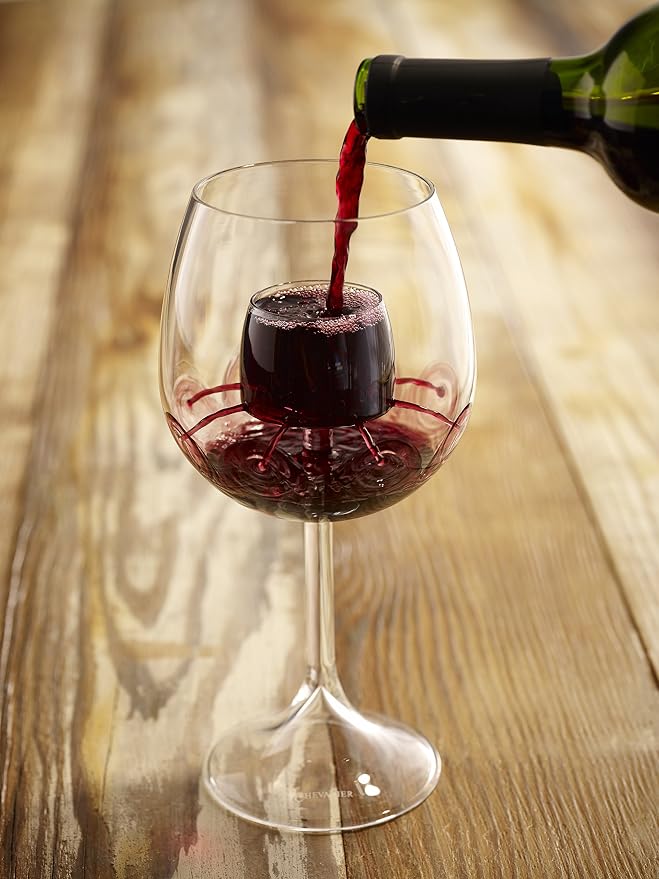 Sommelier Aerating Wine Glasses (Set of 2) by Chevalier Collection - Handblown Wine Glasses with Patented Built-In Aerator - Gift Packaging