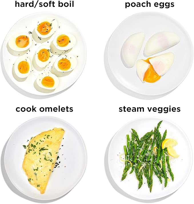 Chefman Electric Egg Cooker Boiler, Rapid Poacher, Food & Vegetable Steamer, Quickly Makes Up To 6, Hard, Medium or Soft Boiled, Poaching/Omelet Tray Included, Ready Signal, BPA-Free, Black