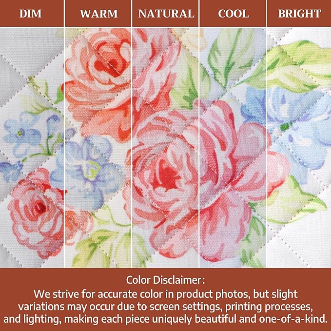 Maison d'Hermine Oven Gloves 100% Cotton Oven Mitt 7" x 13" with Loop Heat Resistant BBQ Cooking Gloves Baking Grilling Gifts for Mothers Day Spring/Summer (Pack of 1, Vintage Floral)