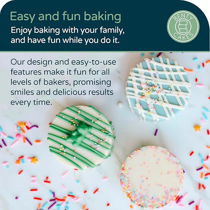Benty Cakes – The Original Cake Puck Mold Set – Better than a Cake Pop! Make Chocolate Covered Desserts – BPA Free Silicone – Includes 1 Mold Set, 1 Plastic Tray and 1 Scraper – Green
