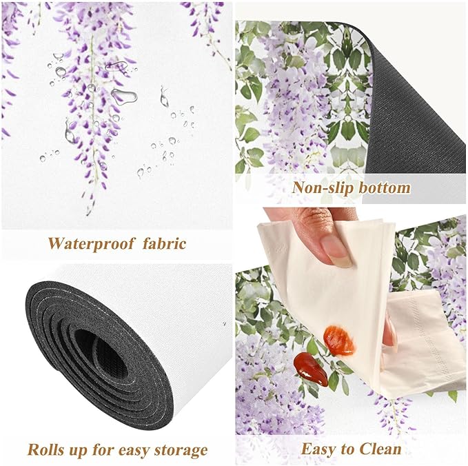 Trivet Table Runner 40 Inches Long Purple Lavender Flowers Heat Resistant Hot Pad Multi Purpose Mat for Hot Pots Pans Kitchen Countertops