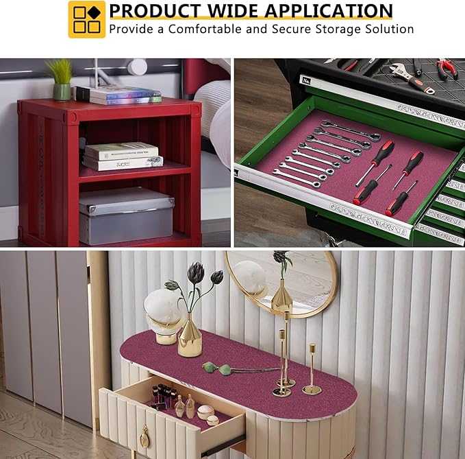 WochiTV Shelf Liner for Cabinets, Drawer Non Adhesive Non Slip Foam Mat for Kitchen, Pantry, Bathroom, Cupboard, Garage, Closet, Shelves, Drawer, Tool Box, Fuchsia 23.6 x 354 inches