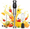 MegaWise Hand Blender, Immersion Blender Handheld 12-Speed with 80% Sharper Blades, Titanium Reinforced Stainless Steel 3-in-1 Immersion Blender,Includes Whisk and Milk Frother (3-in 1 Black)