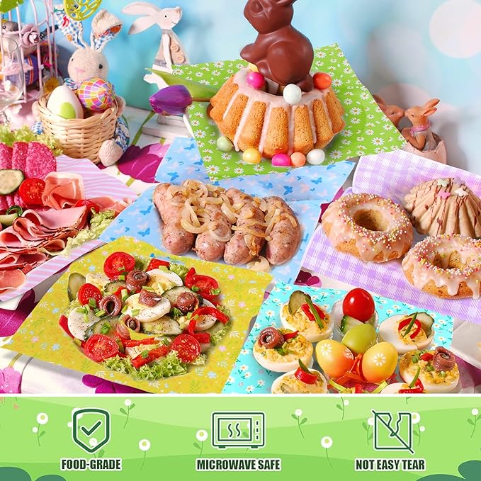 240Pcs Wax Paper Dry Waxed Deli Paper Sheets 12x12 inch Sandwich Wrap Paper Floral Parchment Sheets Basket Liner Food Paper Sheets for Carnival Mother's Day Home Kitchen Picnic Spring Summer Tea Party