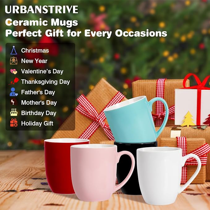 Urbanstrive 16 oz Large Coffee Mugs Set of 4 Ceramic Coffee Mug White Coffee Cups Tea Cups Idea Gift for Women Men House Warming Gifts New Home Office, Blue 4 Pack