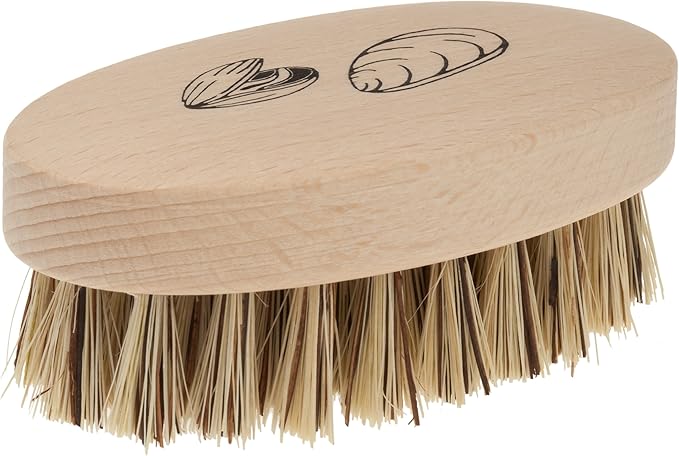 REDECKER Mussel Brush with Beechwood Handle, 3-3/4-Inches, Set of 2 - Brush for Scrubbing Mussels