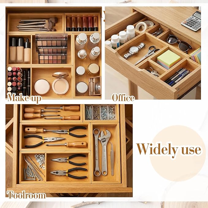 9 Pcs Kitchen Organization Set Including 5 Utensil Drawer Organizer 4 Storage Bag Organizer Multifunctional Storage for Kitchen, Office, Jewelry, Bedroom
