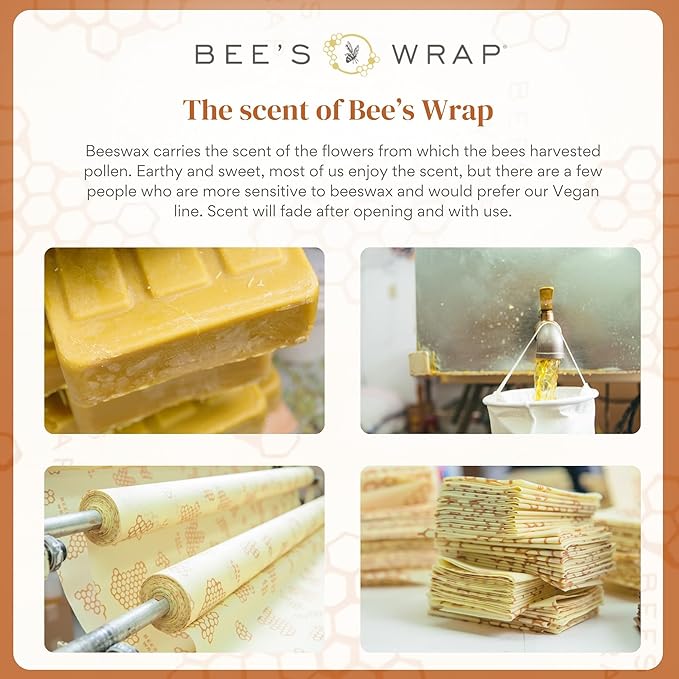 Bee's Wrap Beeswax Wraps for Bread - Beeswax Bread Wrap for Sourdough & Bread Storage - Plastic Free Made in USA Reusable Natural Food Wrap - Honeycomb