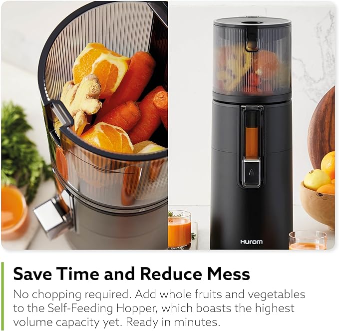 Hurom H400 Cold Press Juicer Machine, Award Winning Masticating Slow Juicer, Easy to Clean, Strainer & Hands Free with Self Feeding, Wide Mouth Hopper, Easy Assembly (White)