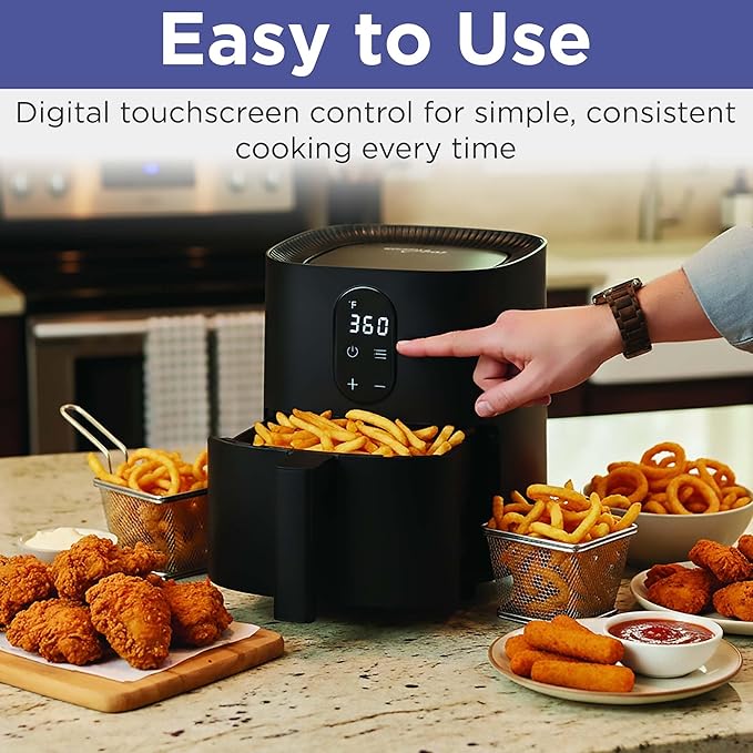 MAGNAVOX HOME 2.6-Quart Electric Air Fryer, Adjustable Temperature, Touch Panel Control, One-Touch Cook Functions, and 360° Rapid Cooking, 1000 Watt Power by Culinary Chef