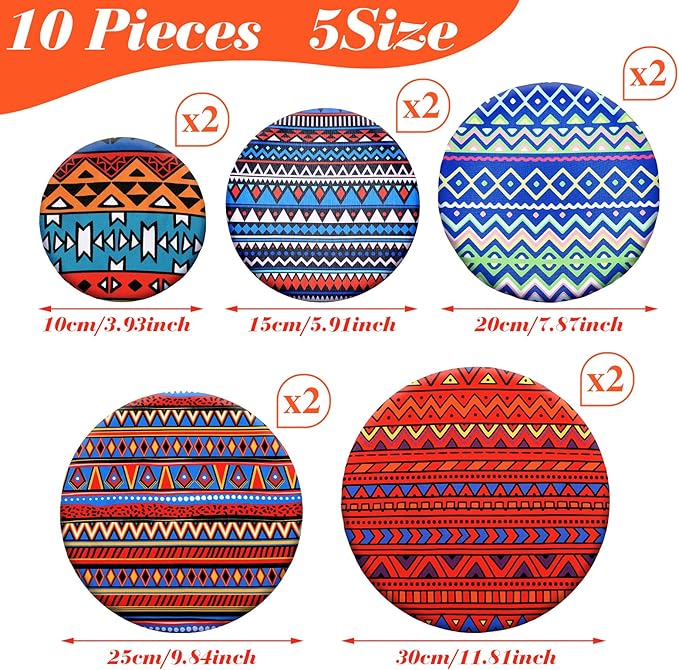 Patelai 10 Pcs Bowl Covers Reusable in 5 Size Stretch Cloth Fabric Elastic Food Storage Bowl Covers Bread Sourdough Lids for Proofing Food Fruits Leftover(Multicolor,Fresh Style)