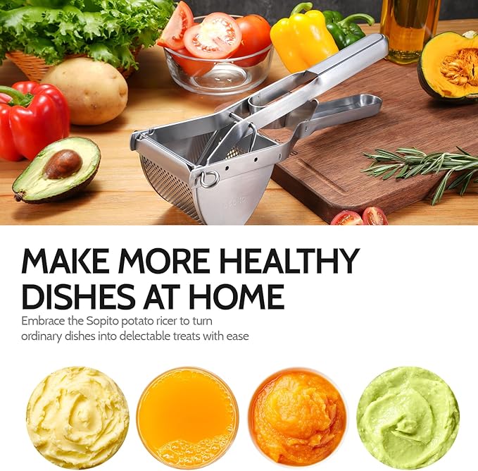 Stainless Steel Potato Ricer for Commercial and Home Use and Potato Cutter for 1/2 Inch French Fries