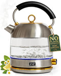 Stainless Steel Electric Kettle with Temperature Control - BPA and Plastic Free Electric Kettle with Keep Warm Function, Borosilicate Glass - Fast 1500W Hot Water Boiler, Auto Shut-Off