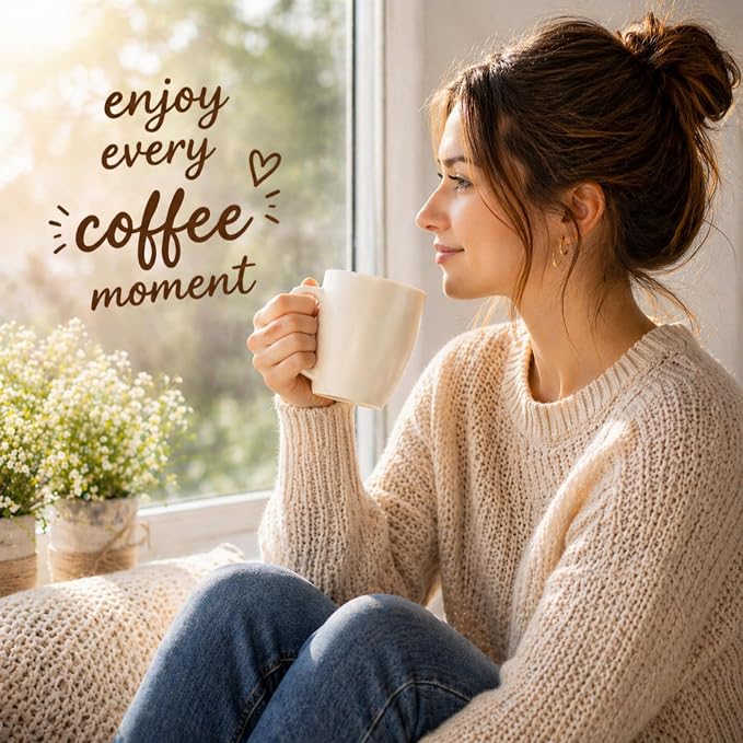 AmorArc 16oz Coffee Mugs Set of 6, Large Ceramic Coffee Mugs for Man, Woman, Dad, Mom, Modern Coffee Mugs with Handle for Tea/Latte/Cappuccino/Cocoa. Dishwasher&Microwave Safe, Light Beige