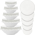 Patelai 10 Pcs Bowl Covers Reusable in 5 Size Stretch Cloth Fabric Elastic Food Storage Bowl Covers Bread Sourdough Lids for Proofing Food Fruits Leftover(White,Ivory Style)