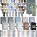 Teenyyou 135 Pcs Employee Appreciation Gift Set, 16oz Tumbler with Lid Notebook Pen Bulk Thank You Gift Holiday Party Favor for Teachers Office Coworker Teacher Staff Team (Dark Color,Classic Style)