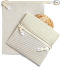 BRONYPRO Beeswax Bread Bags for Homemade Bread Sourdough, 2 Pack Reusable Sourdough Bread Bags with Zipper, Organic Beeswax & Linen Bread Storage, Eco-friendly & Long-latsing,Large 17x12.6in,Beige