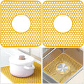 Silicone Sink Protectors for Kitchen - Non-Slip Heat Resistant Grid Mat for Farmhouse Porcelain Stainless Steel, Protects & Cushions Your Sink(Yellow 2PCS, 12.4"x10.4" Center Drain)