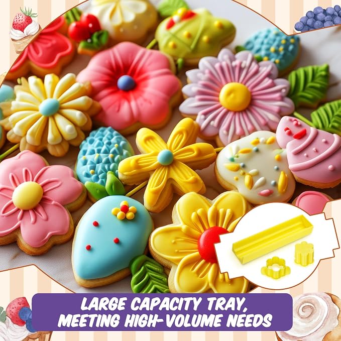 Flower Cutter, Flower Mold Set with 9in Tray, Cake Pop Mold with 100 Sticks, 100 Bags and 100 Ribbons, Baking Tools for Baby Shower Home Birthday Parties Wedding Desserts