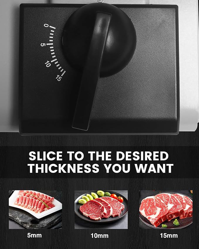 Pterying Meat Slicer Machine for Home - 200W Electric Food Slicer with 2 Removable 7.5" Stainless Steel Blades and Tray, Adjustable and Child Lock Protection, Slicer Machine for Meat Bread