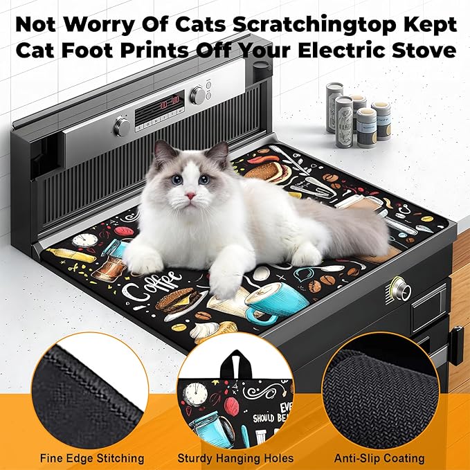 Heat-Resistant Glass Stove Top Cover with Anti-Slip Rubber Coating – 28.5x20.5 Inch Electric Stove Protector, Scratch-Resistant, Expands Counter Space, Stylish Kitchen Decor