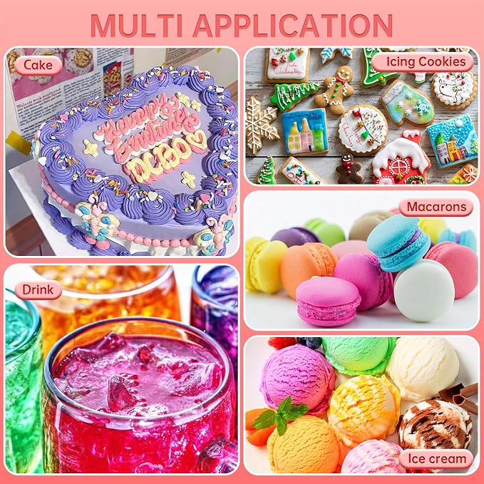 Gel Food Coloring Set - Pandalab 8 Colors x 0.7 oz Highly Concentrated Food Grade Cake Coloring, Vibrant Edible Gel Dye for Baking, Decorating Icing, Frosting, Fondant, Cookies, Macarons, DIY Crafts, 20ml/Bottle
