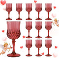 Plastic Wine Glasses, Plastic Goblets Vintage Style Cordial Unbreakable Drinking Glasses, Reusable Drinkware for Wedding Reception, Grand Event Party Supplies (12, Burgundy)