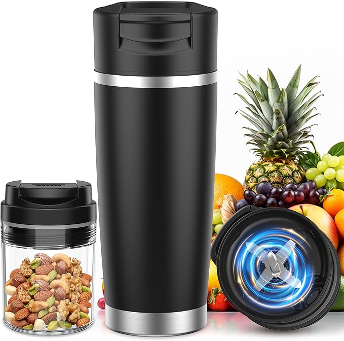 Portable Blender for Mothers Day Gift Smoothies&Shakes 24oz Insulated Cup Cordless, Personal Licuadora Portatil With Stainless Steel, USB-C Rechargeable, BPA Free, Ideal Gift for Men Women
