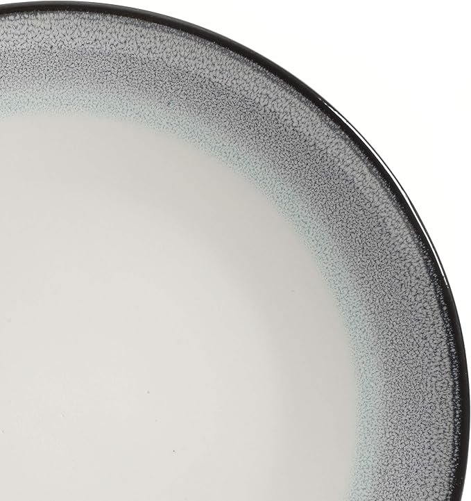 Gibson Elite Rings of Saturn Round Reactive Glaze Stoneware Dinnerware Set, Service for Four (16pcs), Teal Blue