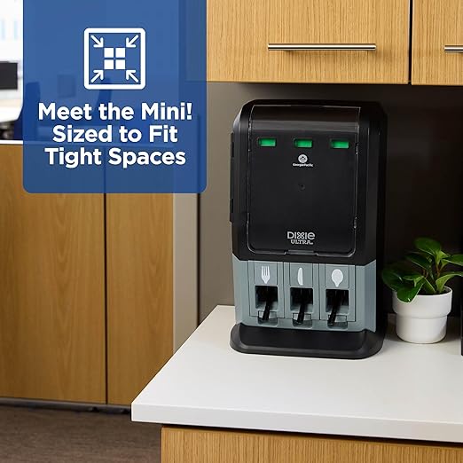 DIXIE ULTRA® SMARTSTOCK® MINI TRI-TOWER CUTLERY DISPENSER BY GP PRO (GEORGIA-PACIFIC), SERIES-T, BLACK, DUSSTDSP3MINI