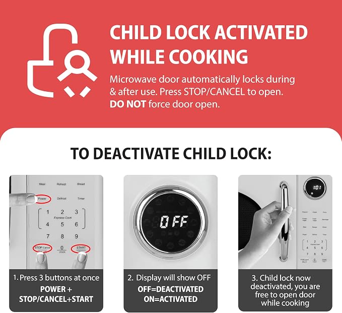Nostalgia Retro 1000W Microwave Oven 1.1 Cu Ft Capacity – Child Safety Lock, 8 Auto-Cook Settings – Countertop Kitchen Appliance – Black