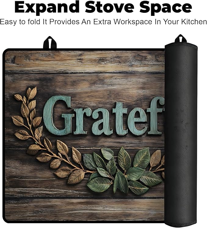 Stove Top Cover- Mat for Electric Stove Protector with Anti-Slip Rubber Coating Dish Drying Mats Scratch-Resistant (grateful, 30" x 21")