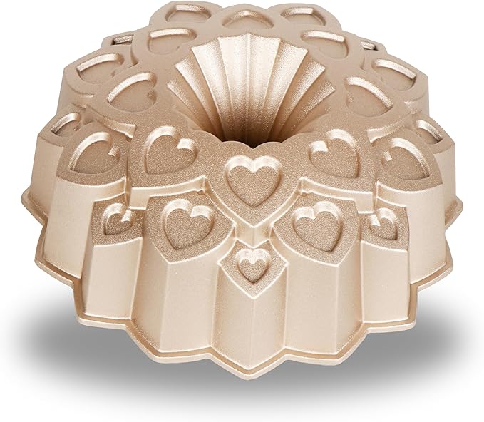 Baker's Secret Nonstick Fluted Cake Pan, Perfect for Fluted Cakes, Die Cast Aluminum Cake Pans, 2 Layers Non-stick Coating For Easy Release, Fluted Cake Pans - (Amour)