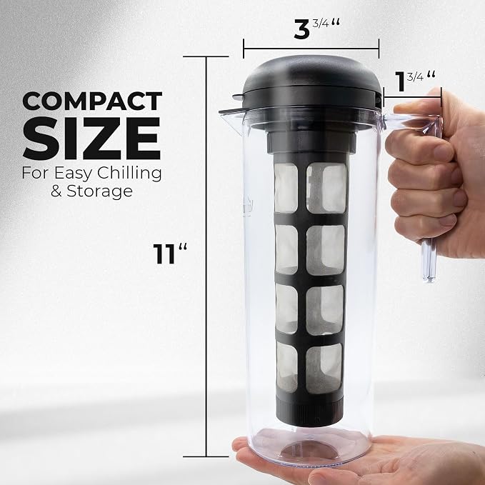 VINCI Cold Brew 360, Plastic Cold Brew Coffee Maker Featuring Patented Dual Filter 360 Brewing Technology, Cold Brew for Iced Coffee (1.4 Liter / 47 FL.OZ)