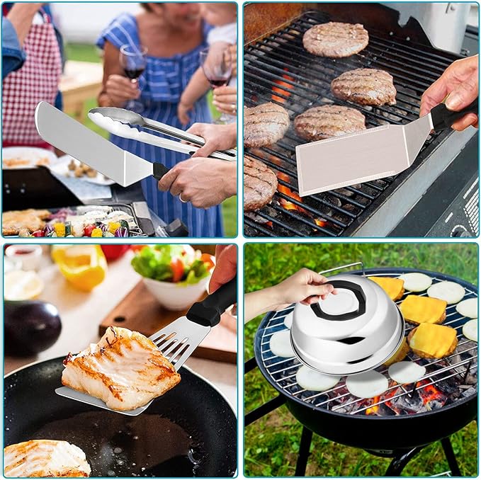 36Pcs Griddle Accessories, Leonyo Grilling Accessories for Outdoor, Smash Burger Press Grill Tools Kit with Enlarge Griddle Spatula, Melting Dome for Flat Top Grill, BBQ Gifts for Men