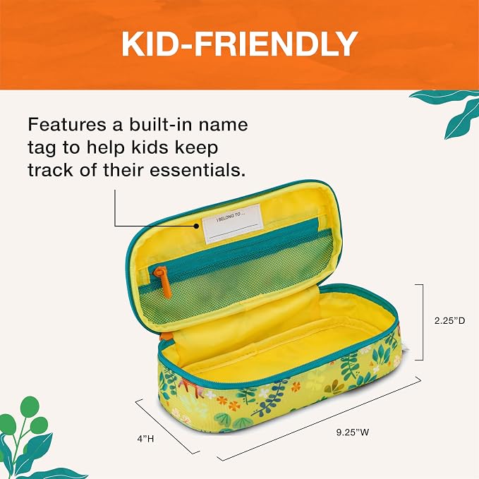 Traveler's Choice Kids JoJo the Bear's School Adventure, Jungle, Pencil Case (4 x 9.25 x 2.25)